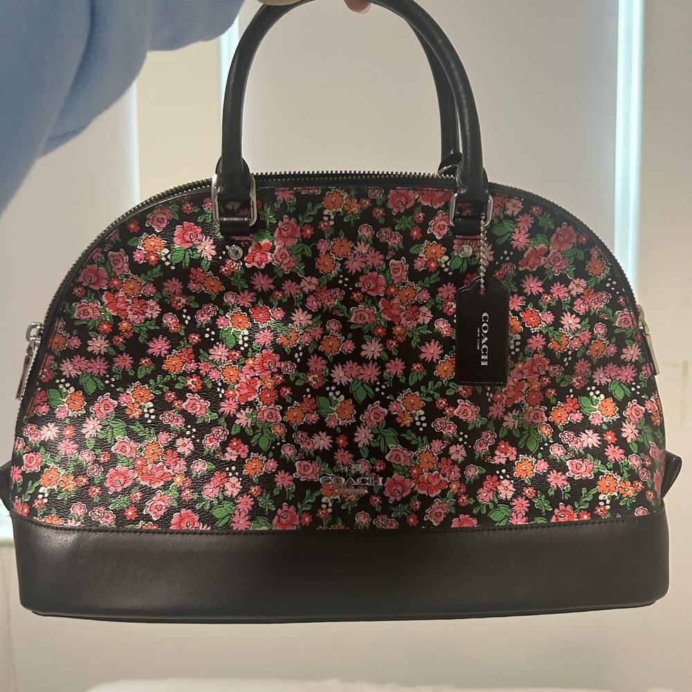 Coach Black and Pink Floral Satchel